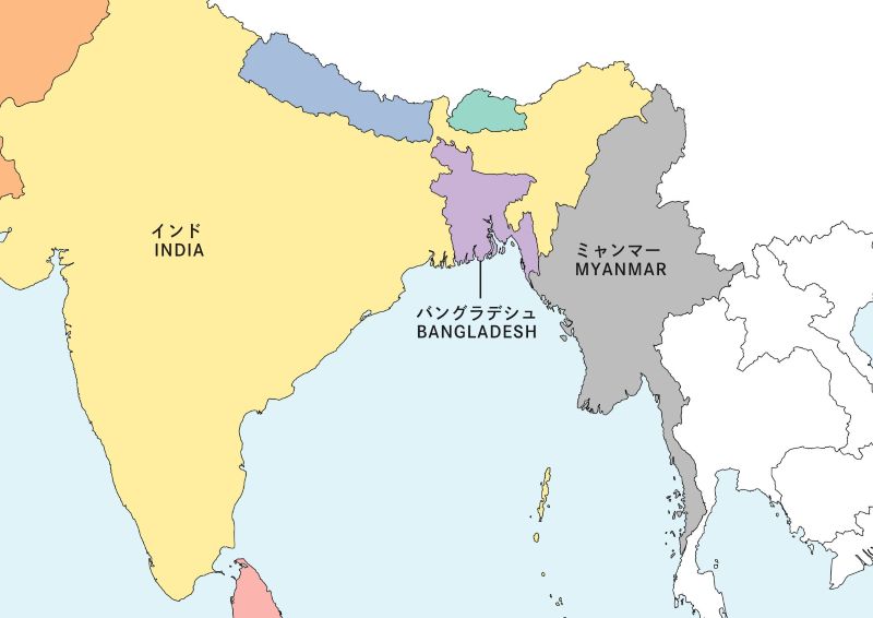 インドとミャンマーの地図